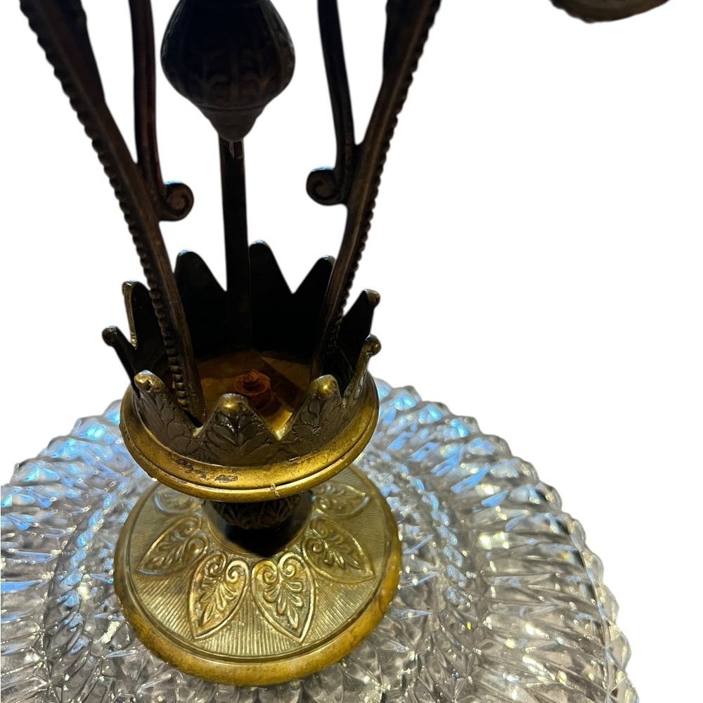 Antique Victorian Gilt Metal Pedestal Compote With Cut Glass Dish c. 1890 - Picture 3 of 6